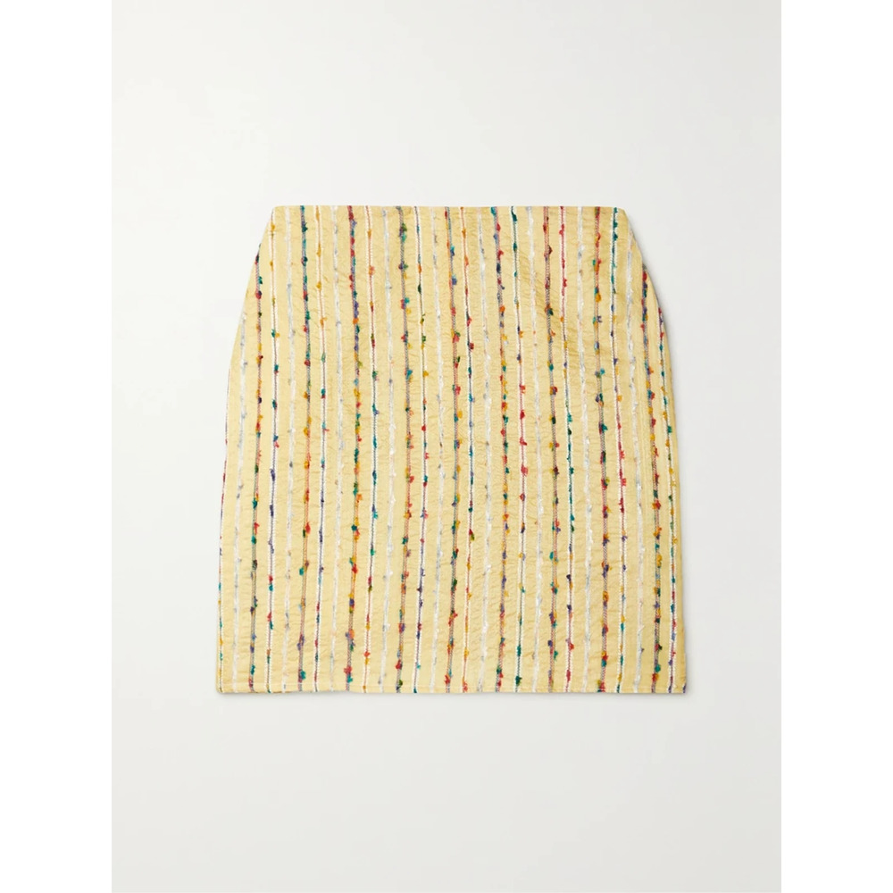 Savannah Morrow Cha-Cha Yellow Cotton Striped Silk And Cotton-Blend Mini Skirt